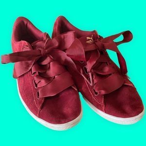 Puma women’s vikky ribbon lace up sneaker shoes tibetan red